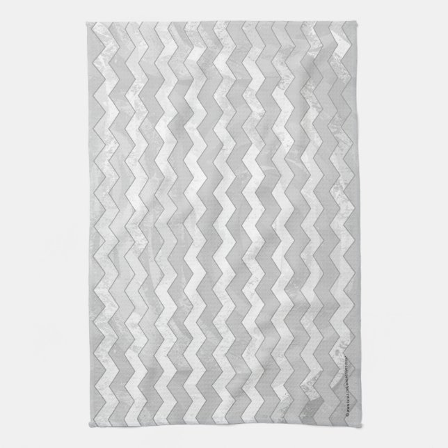Linge De Cuisine Rainy Sky Grey Chevron Motif (Vertical)