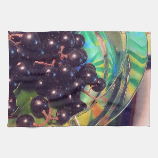 Linge De Cuisine Raisins de muscade et verre transparent (Horizontal)