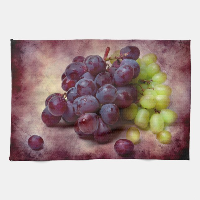 Linge De Cuisine Raisins Rouge Et Vert (Horizontal)