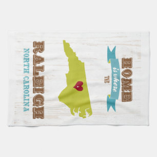 Linge De Cuisine Raleigh, carte de la Caroline du Nord - à la