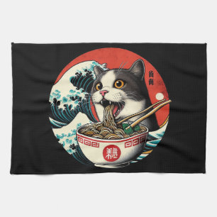 Linge De Cuisine Ramen de chat Art japonais Style vintage