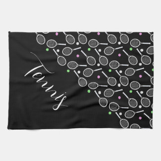 Linge De Cuisine Raquettes et balles de tennis Noir Personnalisé