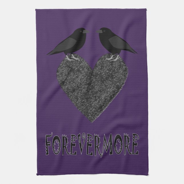 Linge De Cuisine Ravens gothiques et Coeur noir (Vertical)