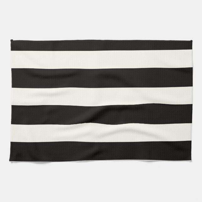 Linge De Cuisine Rayure noire et blanche (Horizontal)
