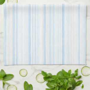 Linge De Cuisine Rayures blanches bleu bébé
