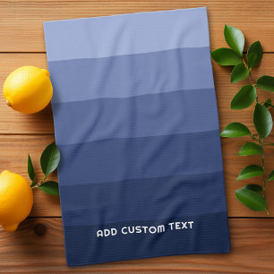 Linge De Cuisine Rayures Bleues Rétro avec un Nom Simple Sans Serif