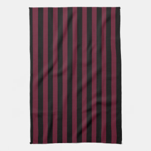 Linge De Cuisine Rayures bordeaux et noires
