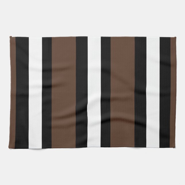 Linge De Cuisine rayures Brown, noir et blanc (Horizontal)