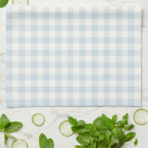 Linge De Cuisine Rayures carreaux bleu clair blanc  