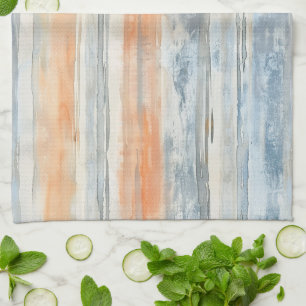 Linge De Cuisine Rayures Crème de Pêche Bleue  