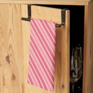 Linge De Cuisine Rayures de canne à bonbon de Noël rose et rouge