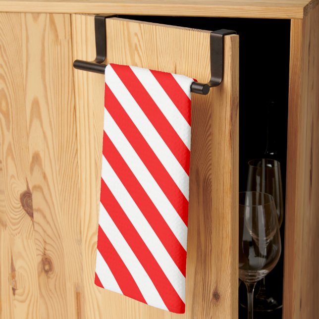 Linge De Cuisine Rayures de canne à bonbon rouges et blanches (Pliage en tiers)