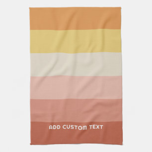 Linge De Cuisine Rayures de coucher de soleil corail rétro sans ser