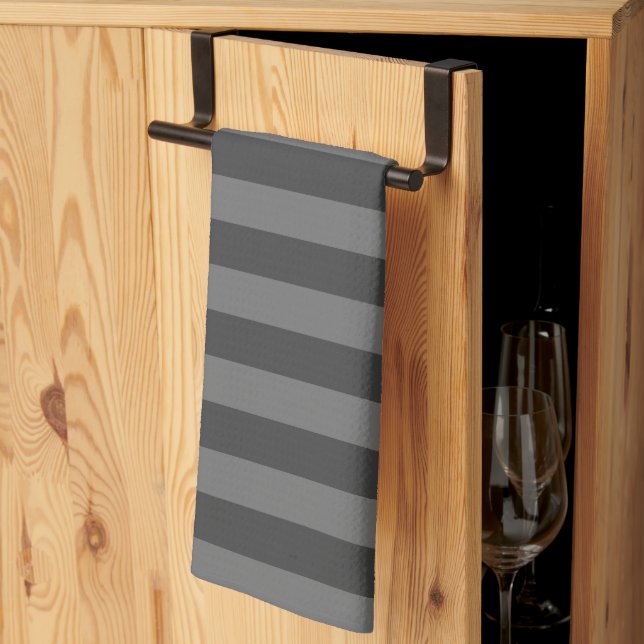Linge De Cuisine Rayures de Gris  (Pliage en tiers)