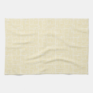 Linge De Cuisine Rayures de rouleau d'encre jaune sur blanc