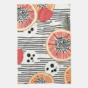 Linge De Cuisine Rayures de tranches de Citrus Gras (3)