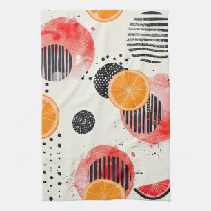 Linge De Cuisine Rayures de tranches de citrus gras (6)