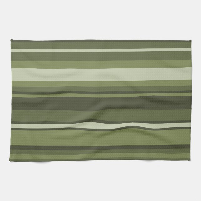 Linge De Cuisine Rayures de vert olive (Horizontal)