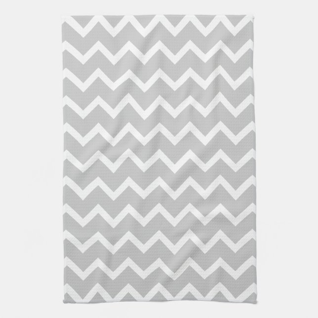 Linge De Cuisine Rayures grises et blanches de zigzag (Vertical)
