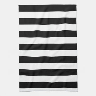 Linge De Cuisine Rayures noires et blanches de base