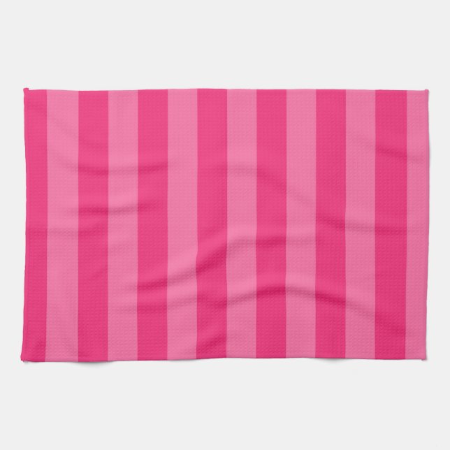 Linge De Cuisine Rayures rose pâle et rose chaud (Horizontal)