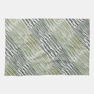 Linge De Cuisine Rayures Vertes Tribales Motif Abstrait 