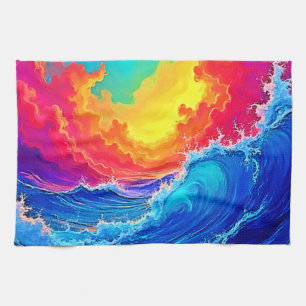 Linge De Cuisine Raz-de-marée océanique : Vague de coucher de solei