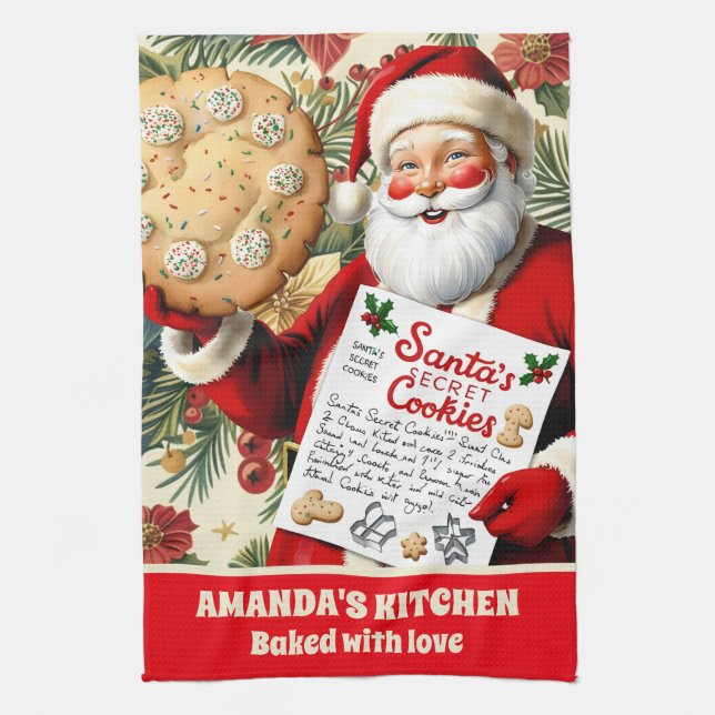 Linge De Cuisine Recette de biscuits de père Noël Noël personnalisé (Vertical)
