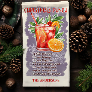 Linge De Cuisine Recette de cocktail de Noël personnalisée Punch de