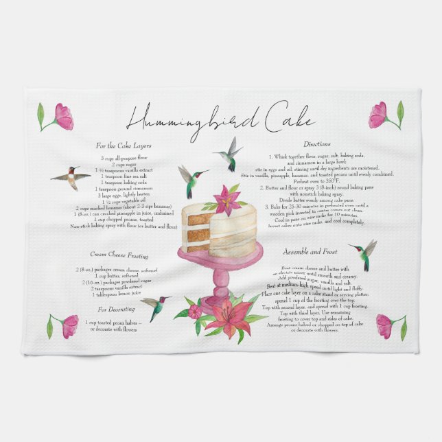 Linge De Cuisine Recette de gâteau aux colibris (Horizontal)