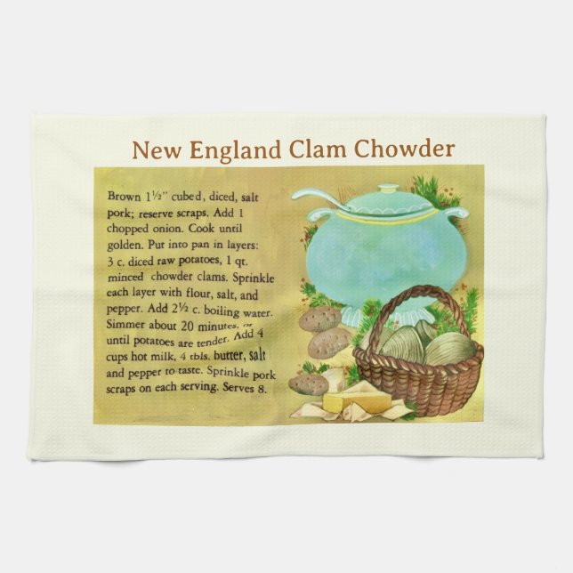 Linge De Cuisine Recette de la Chowder de la Nouvelle-Angleterre (Horizontal)