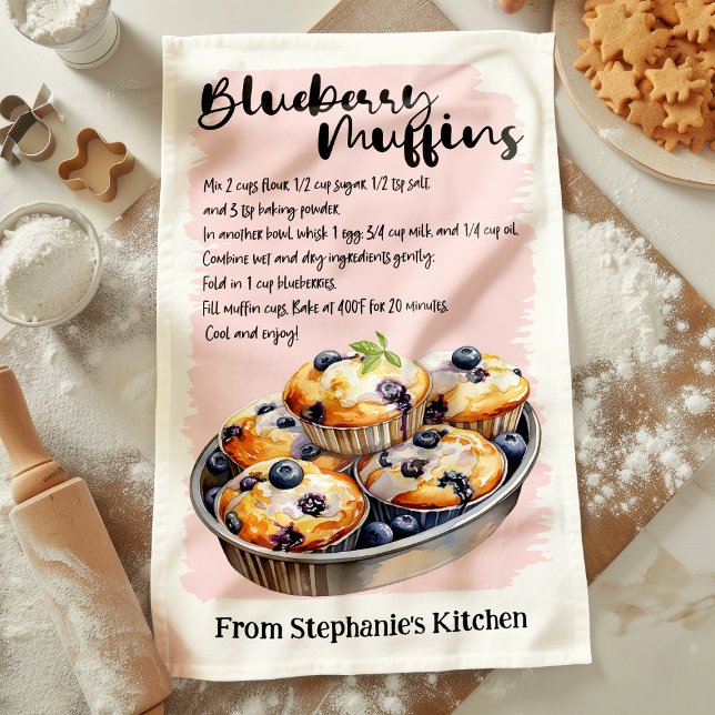 Linge De Cuisine Recette de muffin bleuet personnalisée (Créateur téléchargé)