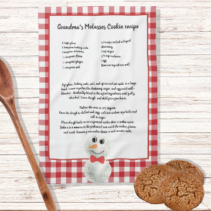 Linge De Cuisine Recette de Noël Snowman Recette Rouge Plaid