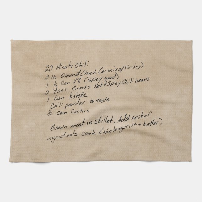 Linge De Cuisine Recette écrite à la main - photo personnalisée (Horizontal)