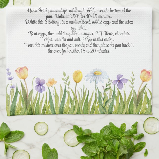 Linge De Cuisine Recette Keepsaké Modèle Cadeau Fleurs de printemps (Plié)