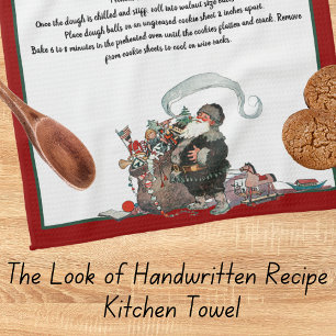 Linge De Cuisine Recette Keepsaké rouge Noël Vintage Père Noël