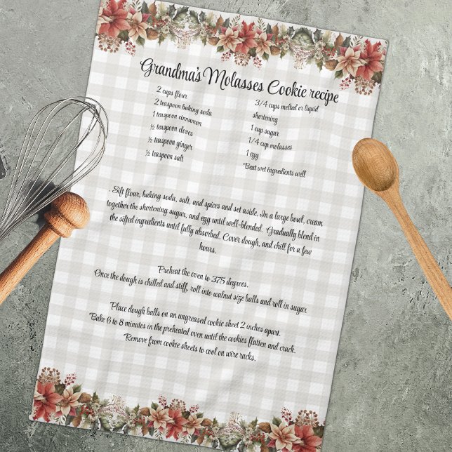 Linge De Cuisine Recette Keepsaké Xmas Cookie Grey Bufaloe plaid (Créateur téléchargé)