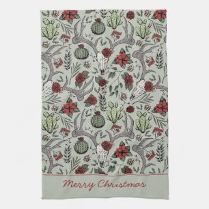 Linge De Cuisine Red and Green Joyeux Noël Country Cowgirl