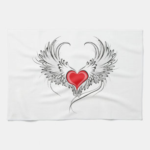 Linge De Cuisine Red Angel Coeur avec ailes