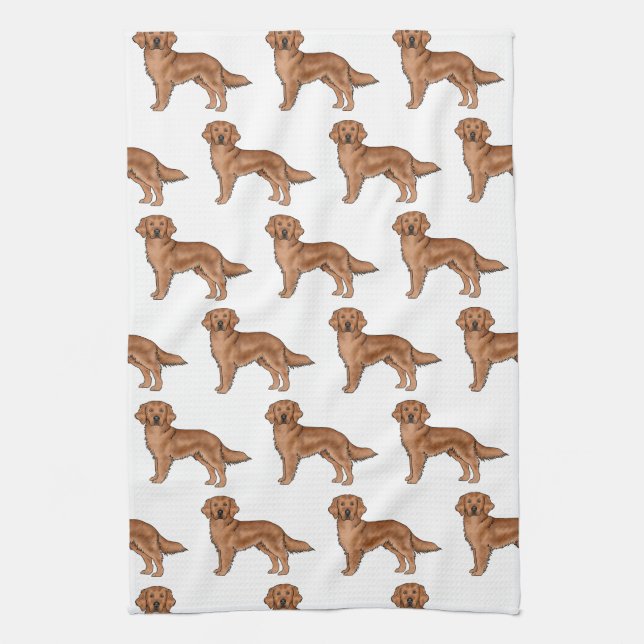 Linge De Cuisine Red Golden Retriever mignon Motif de dessin de chi (Vertical)