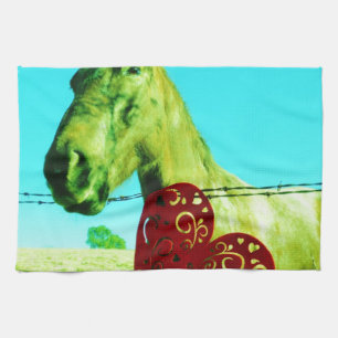 Linge De Cuisine Red Heart and Horse