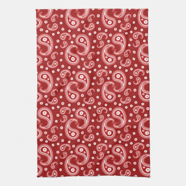 Linge De Cuisine Red Paisley (Vertical)