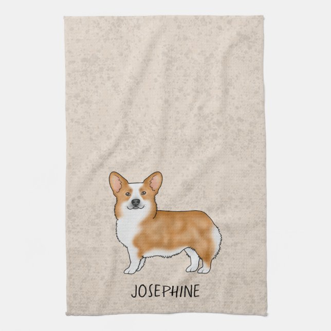 Linge De Cuisine Red Pembroke Welsh Corgi migre Chien Avec Texte Pe (Vertical)