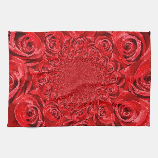 Linge De Cuisine Red Roses Kaleidoscope : Art Heureuse Sainte-Valen (Horizontal)