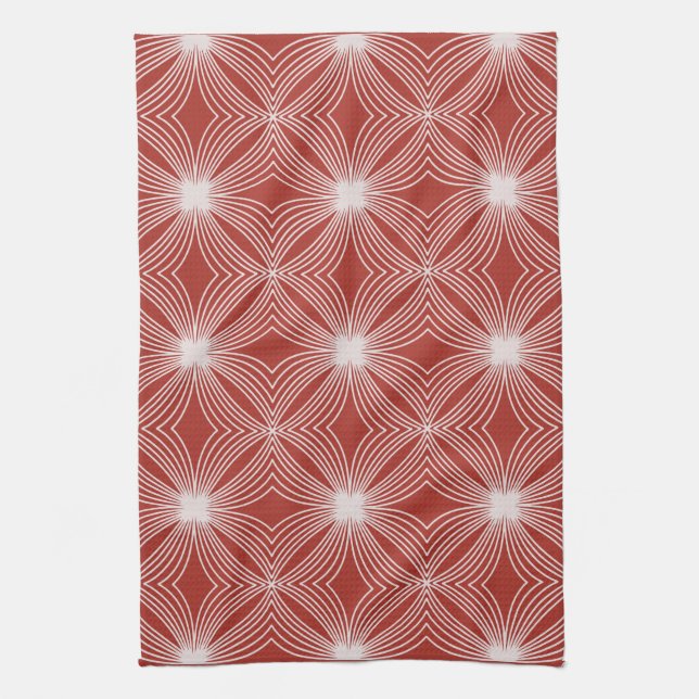 Linge De Cuisine Red White menthe bonbon starburst Festive (Vertical)