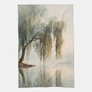 Linge De Cuisine Reflet de l'arbre de saule serein Art de la nature