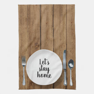 Linge De Cuisine Réglage du dîner sur bois de chêne