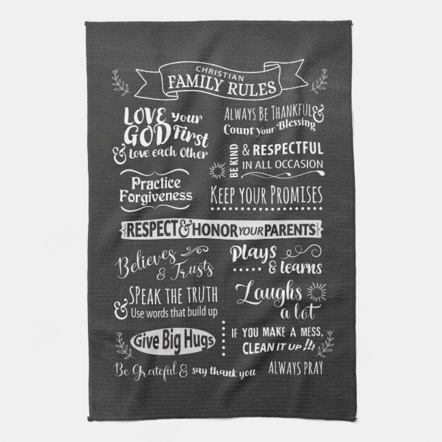Linge De Cuisine Règles familiales - valeurs chrétiennes pour vivre (Vertical)
