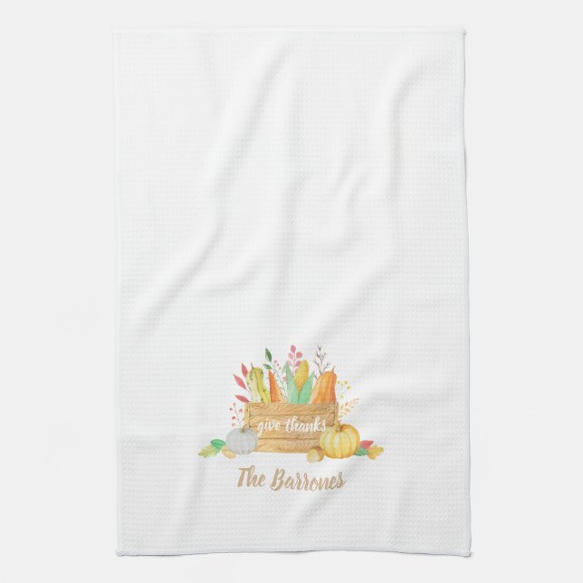 Linge De Cuisine Remerciez la récolte de l'aquarelle de Thanksgivin (Vertical)