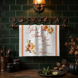 Linge De Cuisine Rendez grâce au Seigneur automne aquarelle florale